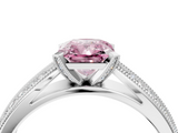 White gold Fancy Pink Radiant  Solitaire Diamond Ring with Milgrain Pavé Band and Four-Prong Setting_33