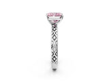 White gold Fancy Pink Radiant  Solitaire Diamond Ring with Milgrain and Black Enamel X Pattern Band_253