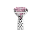 White gold Fancy Pink Radiant  Solitaire Diamond Ring with Milgrain and Black Enamel X Pattern Band_253