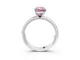 White gold Fancy Pink Radiant  Solitaire Diamond Ring with Milgrain and Black Enamel X Pattern Band_258