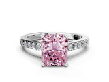 White gold Fancy Pink Radiant  Solitaire Diamond Ring with Pavé Band and Four-Prong Setting_61