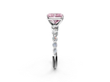 White gold Fancy Pink Radiant  Solitaire Diamond Ring with Pave Band and Four-Prong Setting_255