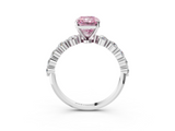 White gold Fancy Pink Radiant  Solitaire Diamond Ring with Pave Band and Four-Prong Setting_256