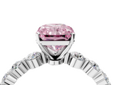 White gold Fancy Pink Radiant  Solitaire Diamond Ring with Pave Band and Four-Prong Setting_257