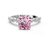 White gold Fancy Pink Radiant  Solitaire Diamond Ring with Pave Band and Four-Prong Setting_260