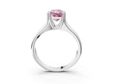 White gold Fancy Pink Radiant  Solitaire Diamond Ring with Six-Prong Cathedral Setting_35