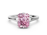 White gold Fancy Pink Radiant  Solitaire Diamond Ring with Six-Prong Setting and Tapered Band_16
