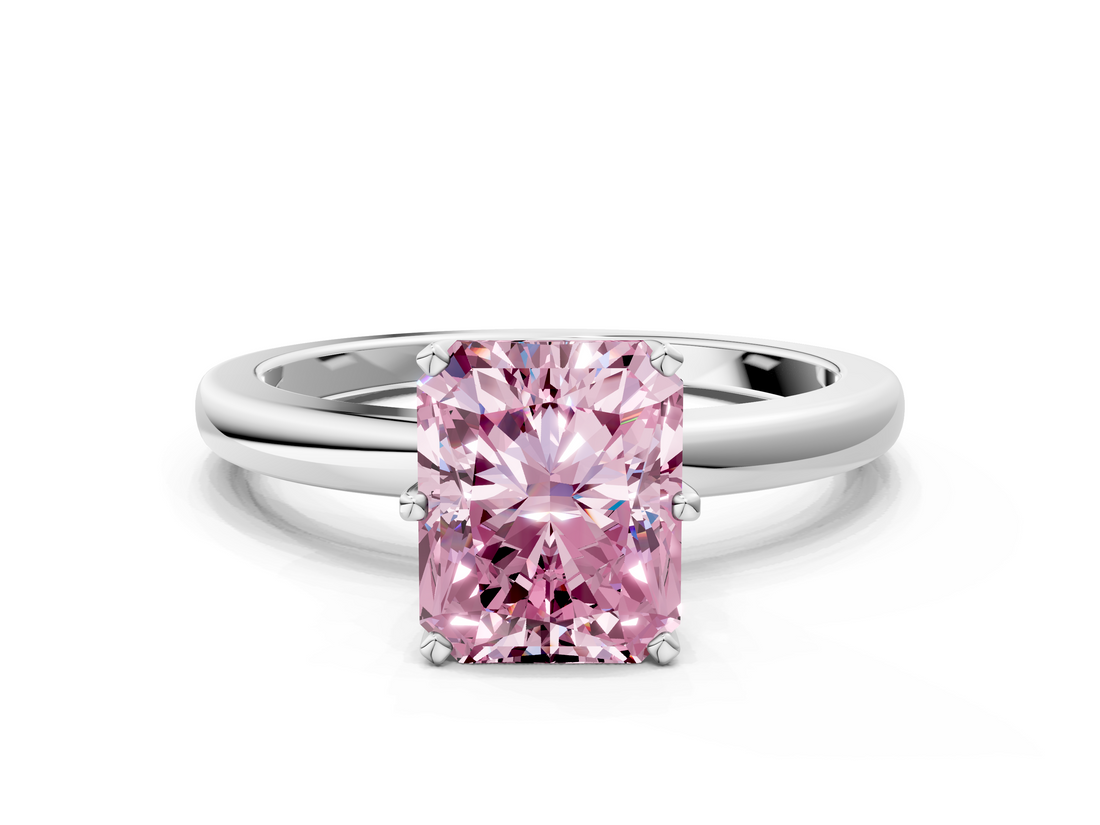 White gold Fancy Pink Radiant  Solitaire Diamond Ring with Six-Prong Setting on a Classic Band_3