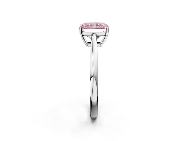 Platinum Fancy Pink Radiant  Solitaire Diamond Ring with Split Shank and Four-Prong Setting
