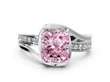 White gold Fancy Pink Radiant  Solitaire Diamond Ring with Split Shank and Prong Setting_41