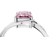 White gold Fancy Pink Radiant  Solitaire Diamond Ring with Split Shank and Prong Setting_45