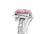 White gold Fancy Pink Radiant  Solitaire Diamond Ring with Split Shank and Prong Setting_46