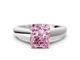 White gold Fancy Pink Radiant  Solitaire Diamond Ring with Tapered Band and Four-Prong Setting_49