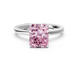 White gold Fancy Pink Radiant  Solitaire Diamond Ring with Thin Band and Four-Prong Setting_3