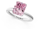 White gold Fancy Pink Radiant  Solitaire Diamond Ring with Thin Band and Four-Prong Setting_4
