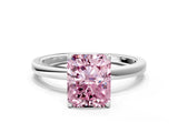 White gold Fancy Pink Radiant  Solitaire Diamond Ring with Thin Band and Four-Prong Setting_72