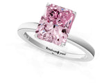 White gold Fancy Pink Radiant  Solitaire Diamond Ring with Thin Band and Four-Prong Setting_73