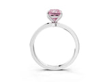 White gold Fancy Pink Radiant  Solitaire Diamond Ring with Thin Band and Four-Prong Setting_75