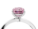White gold Fancy Pink Radiant  Solitaire Diamond Ring with Thin Band and Four-Prong Setting_76