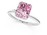 White gold Fancy Pink Radiant  Solitaire Diamond Ring with a Classic Band and Four-Prong Setting 1