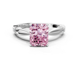 White gold Fancy Pink Radiant  Solitaire Diamond Twisted Band with Four-Prong Setting_59
