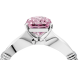 White gold Fancy Pink Radiant  Solitaire Diamond Twisted Band with Four-Prong Setting_63