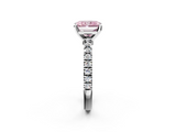 White gold Fancy Pink Radiant  Solitaire Diamond with Pavé Band and Four-Prong Setting_62