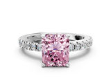 White gold Fancy Pink Radiant  Solitaire Diamond with Pavé Band and Four-Prong Setting_63