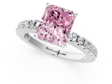 White gold Fancy Pink Radiant  Solitaire Diamond with Pavé Band and Four-Prong Setting_63