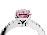 White gold Fancy Pink Radiant  Solitaire Diamond with Pavé Band and Four-Prong Setting_66