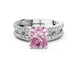 White gold Fancy Pink Radiant  Solitaire Diamond with Pave and Channel Set Band_73