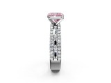 White gold Fancy Pink Radiant  Solitaire Diamond with Pave and Channel Set Band_75