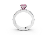 White gold Fancy Pink Radiant  Solitaire Diamond with Pave and Channel Set Band_76