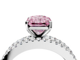 White gold Fancy Pink Radiant  Solitaire Diamond with Pave and Channel Set Band_77