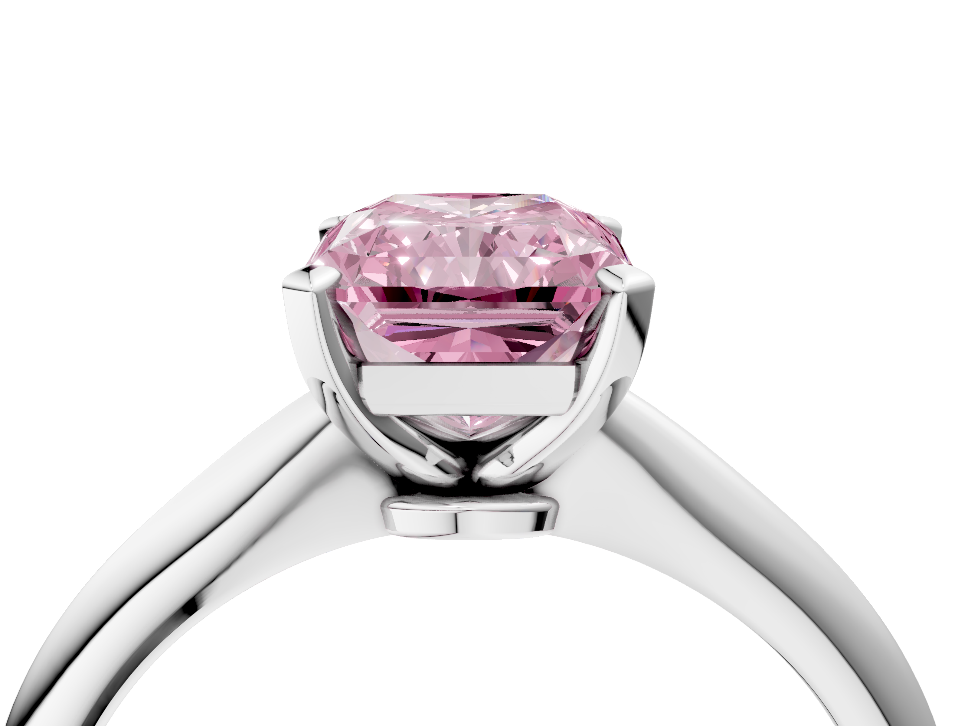 White gold Fancy Pink Radiant  Solitaire Engagement Ring with Classic Band and Four-Prong Setting_91