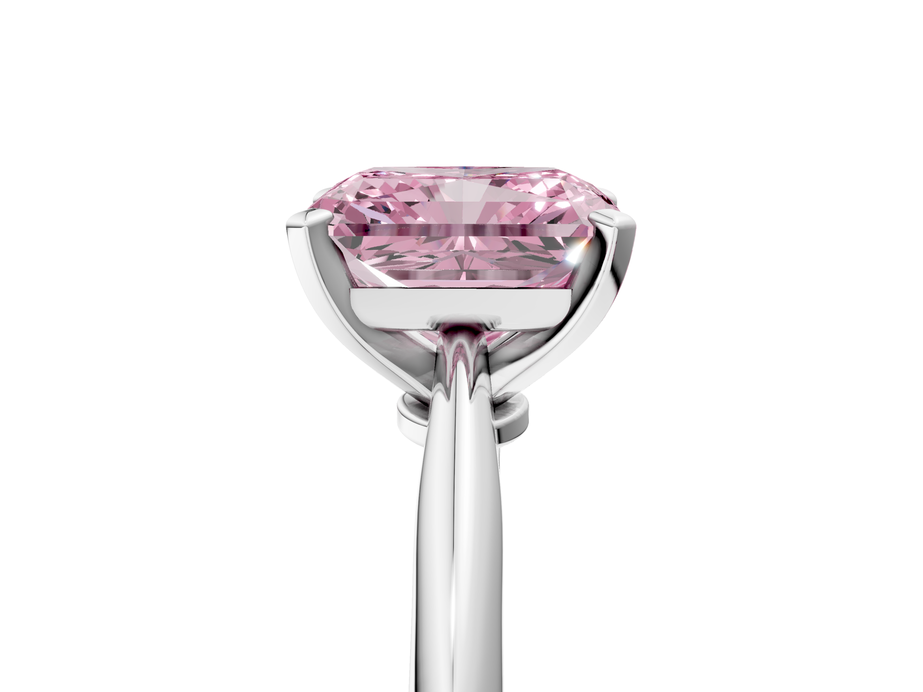 White gold Fancy Pink Radiant  Solitaire Engagement Ring with Classic Band and Four-Prong Setting_92