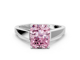 White gold Fancy Pink Radiant  Solitaire Engagement Ring with Four-Prong Setting and Tapered Band_3