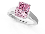 White gold Fancy Pink Radiant  Solitaire Engagement Ring with Four-Prong Setting and Tapered Band_4