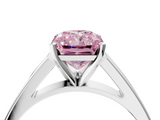 White gold Fancy Pink Radiant  Solitaire Engagement Ring with Four-Prong Setting and Tapered Band_7