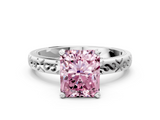 White gold Fancy Pink Radiant  Solitaire Engagement Ring with Scrollwork Band and Four-Prong Setting_150