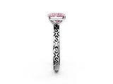 White gold Fancy Pink Radiant  Solitaire Engagement Ring with Scrollwork Band and Four-Prong Setting_152