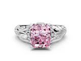 White gold Fancy Pink Radiant  Solitaire Filigree Engagement Ring with Halo and Prong Setting_63