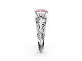 White gold Fancy Pink Radiant  Solitaire Filigree Engagement Ring with Halo and Prong Setting_65
