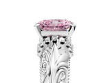 White gold Fancy Pink Radiant  Solitaire Filigree Engagement Ring with Halo and Prong Setting_68