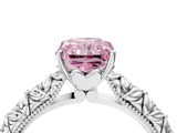 White gold Fancy Pink Radiant  Solitaire Floral Milgrain Engagement Ring_36