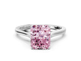 White gold Fancy Pink Radiant  Solitaire Heart Prong Engagement Ring with Tapered Band_55