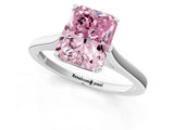 White gold Fancy Pink Radiant  Solitaire Heart Prong Engagement Ring with Tapered Band_56