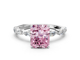 White gold Fancy Pink Radiant  Solitaire Marquise Side Stone Prong Setting Ring_44
