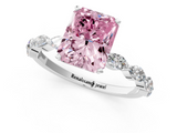 White gold Fancy Pink Radiant  Solitaire Marquise Side Stone Prong Setting Ring_45