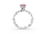 White gold Fancy Pink Radiant  Solitaire Milgrain Diamond Engagement Ring with Bezel and Marquise Band_146